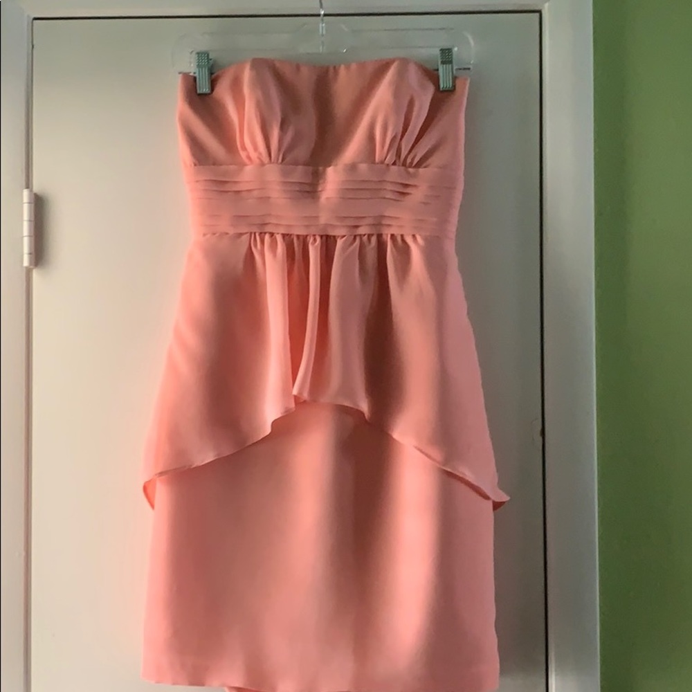 Strapless Peach Chiffon Dress